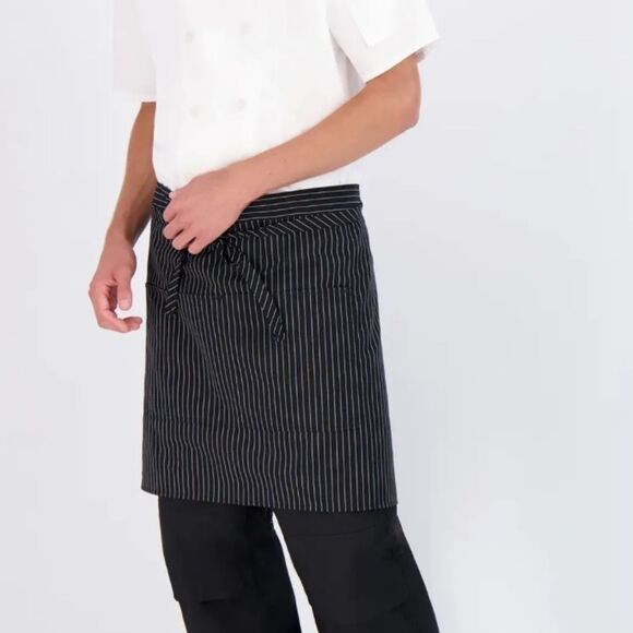 XMAS SALE Striped Black and White Bistro Chef Kitchen Apron - Picture 3 of 6